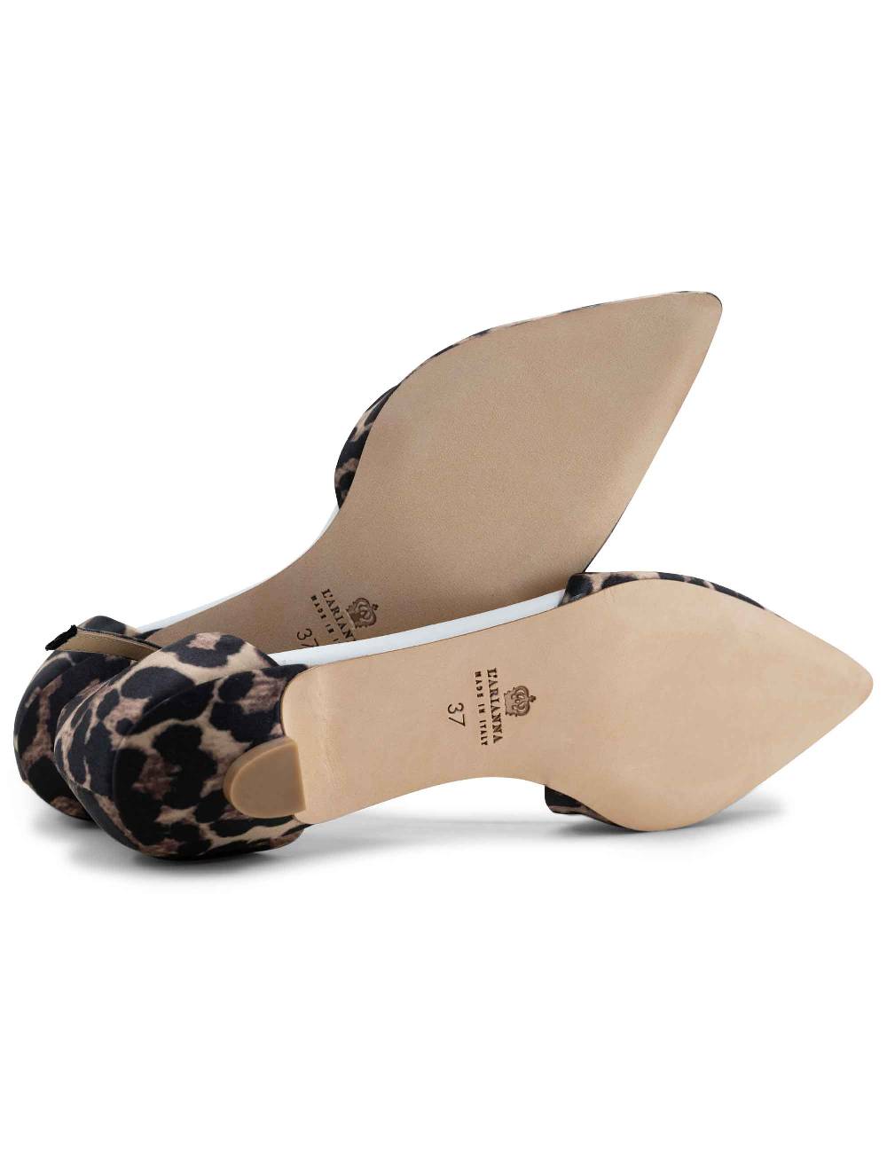 L'ARIANNA sandali tg1110 donna in raso animalier e pelle bianca con tacco basso e cinturino In Saldo