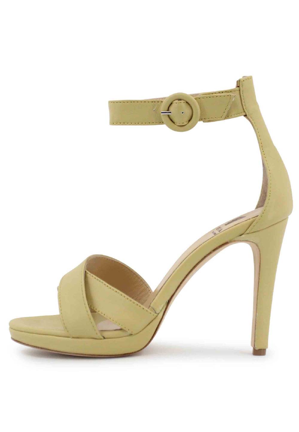 L'ARIANNA Sandali DS1507 donna in pelle verde con tacco alto e cinturino alla caviglia 2025