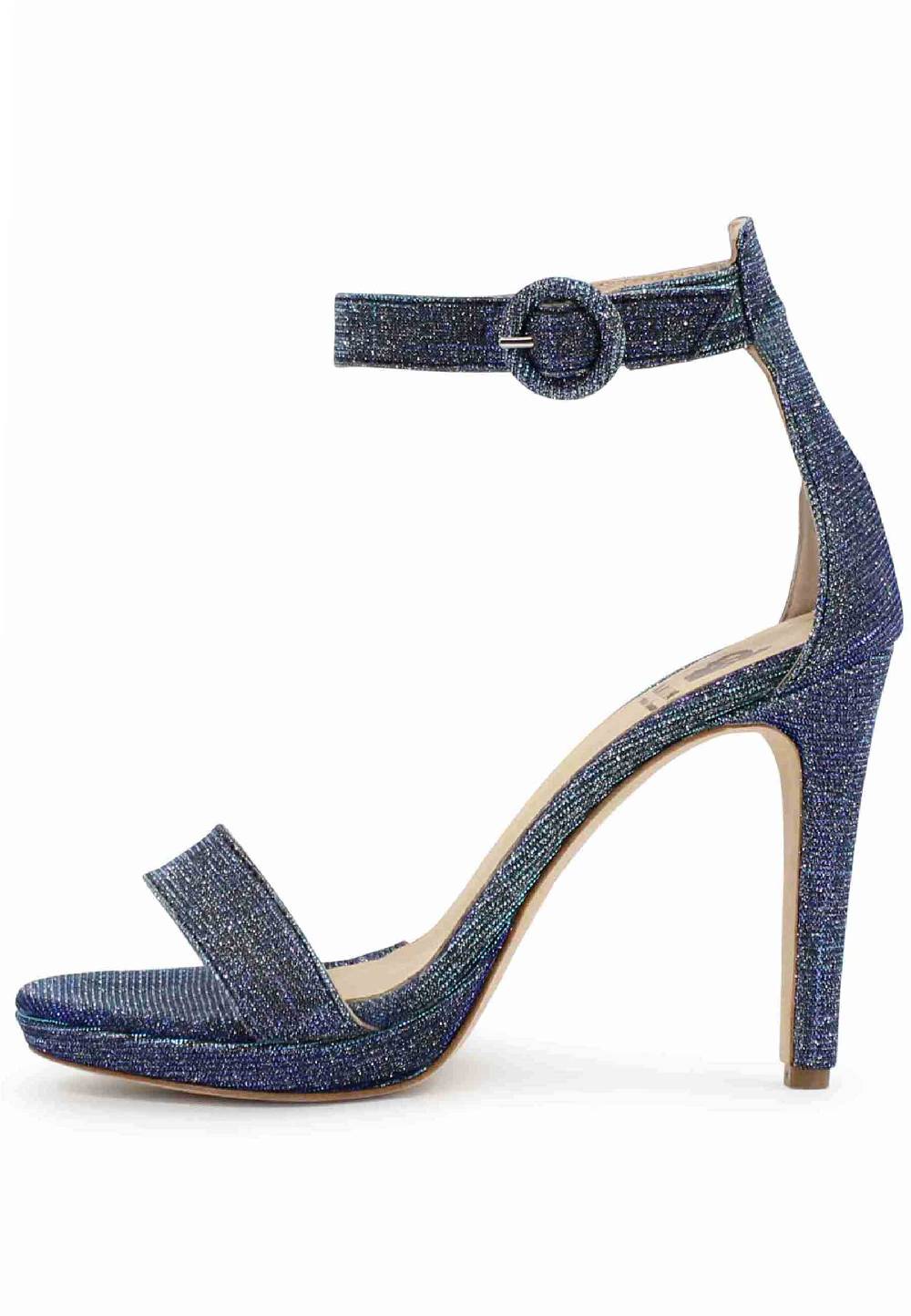 L'ARIANNA Sandali DS7016 donna in tessuto luminor jeans tacco alto e cinturino alla caviglia 2025