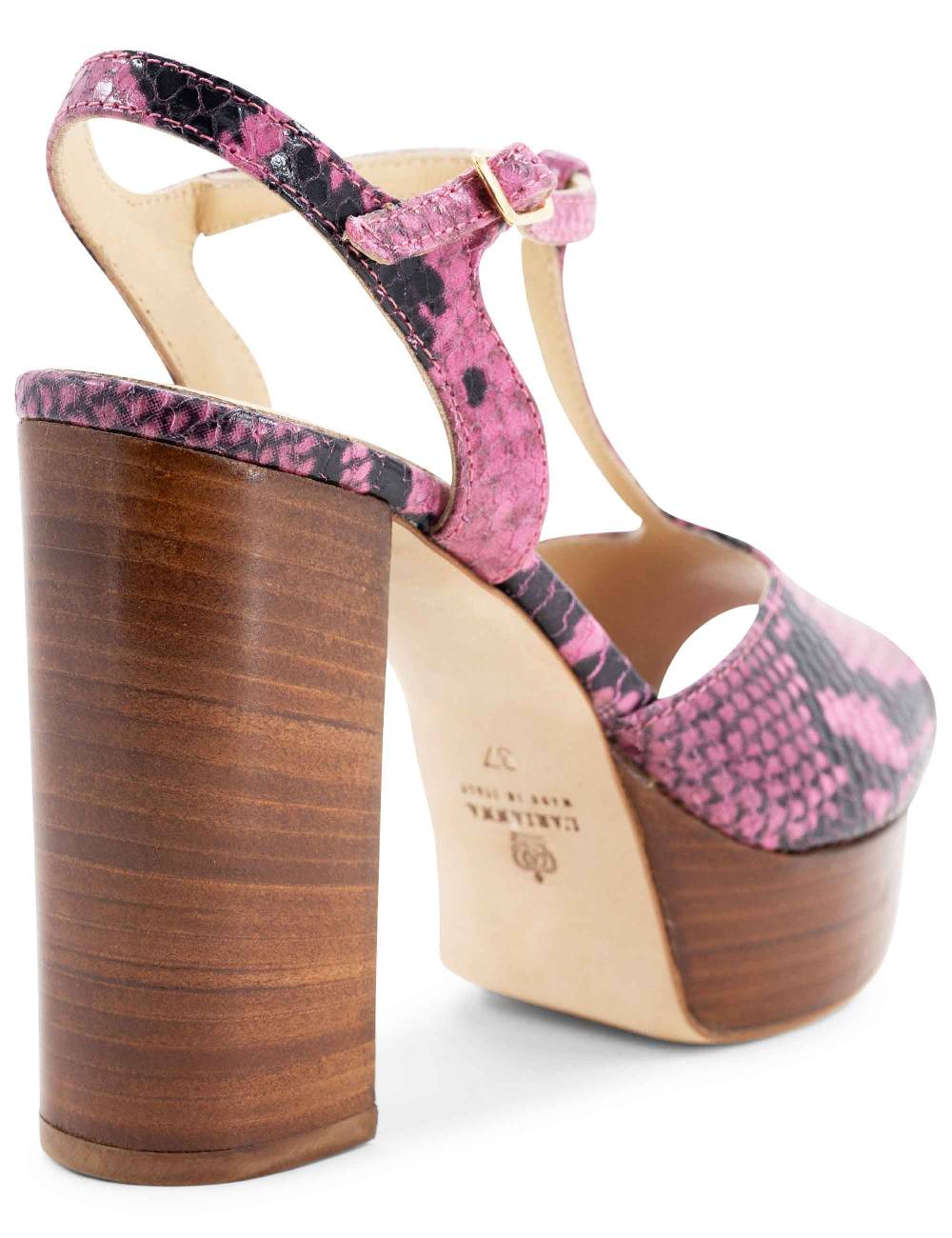 L'ARIANNA Sandali ds7010 donna in pelle stampata rosa con cinturino tacco alto e plateau Lightning offer
