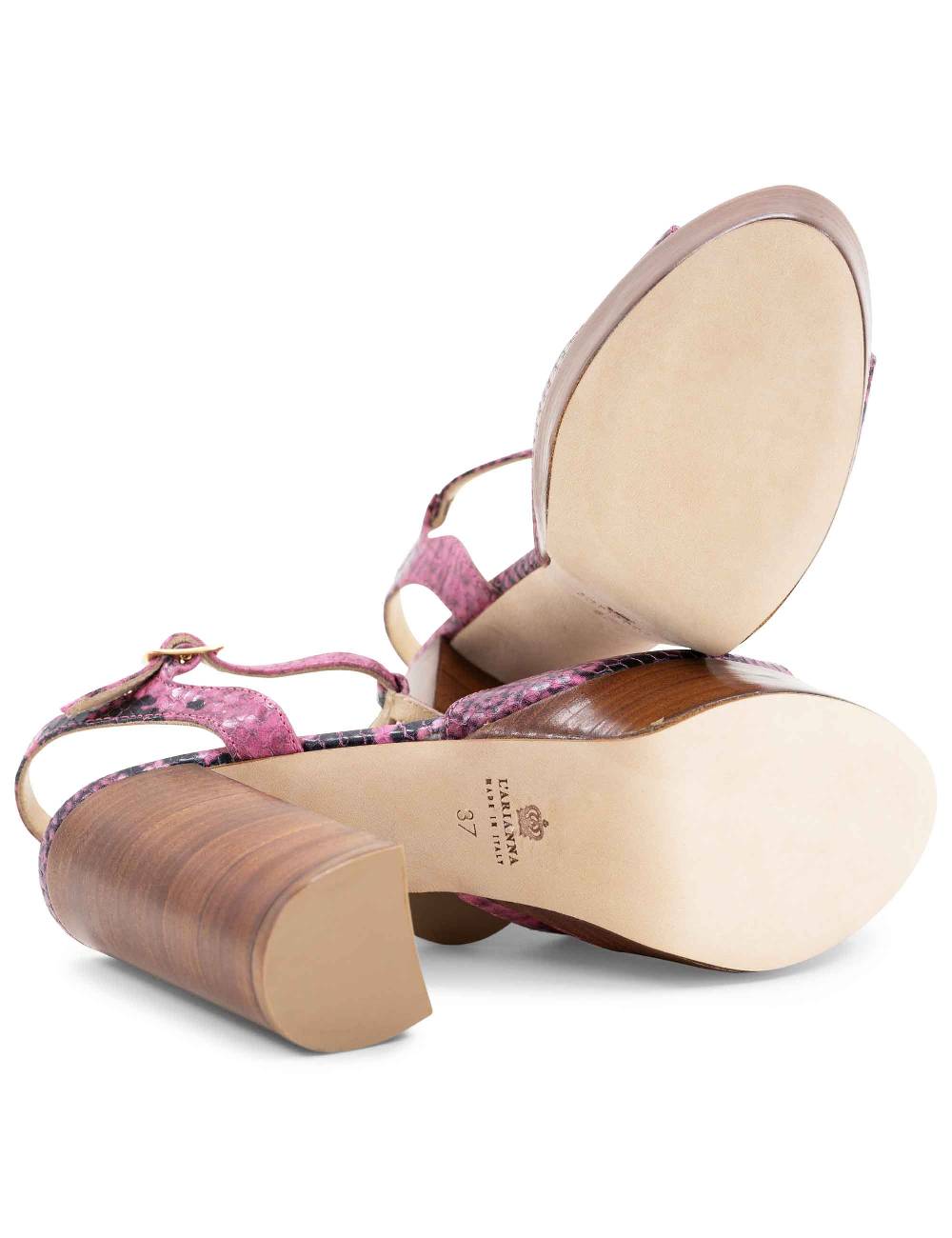 L'ARIANNA Sandali ds7010 donna in pelle stampata rosa con cinturino tacco alto e plateau Lightning offer