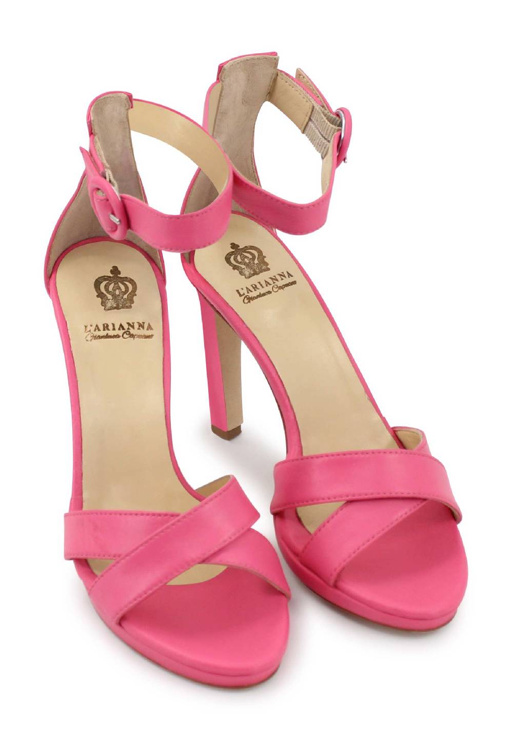 L'ARIANNA Sandali DS1507 donna in pelle rosa con tacco alto e cinturino alla caviglia Grandi sconti
