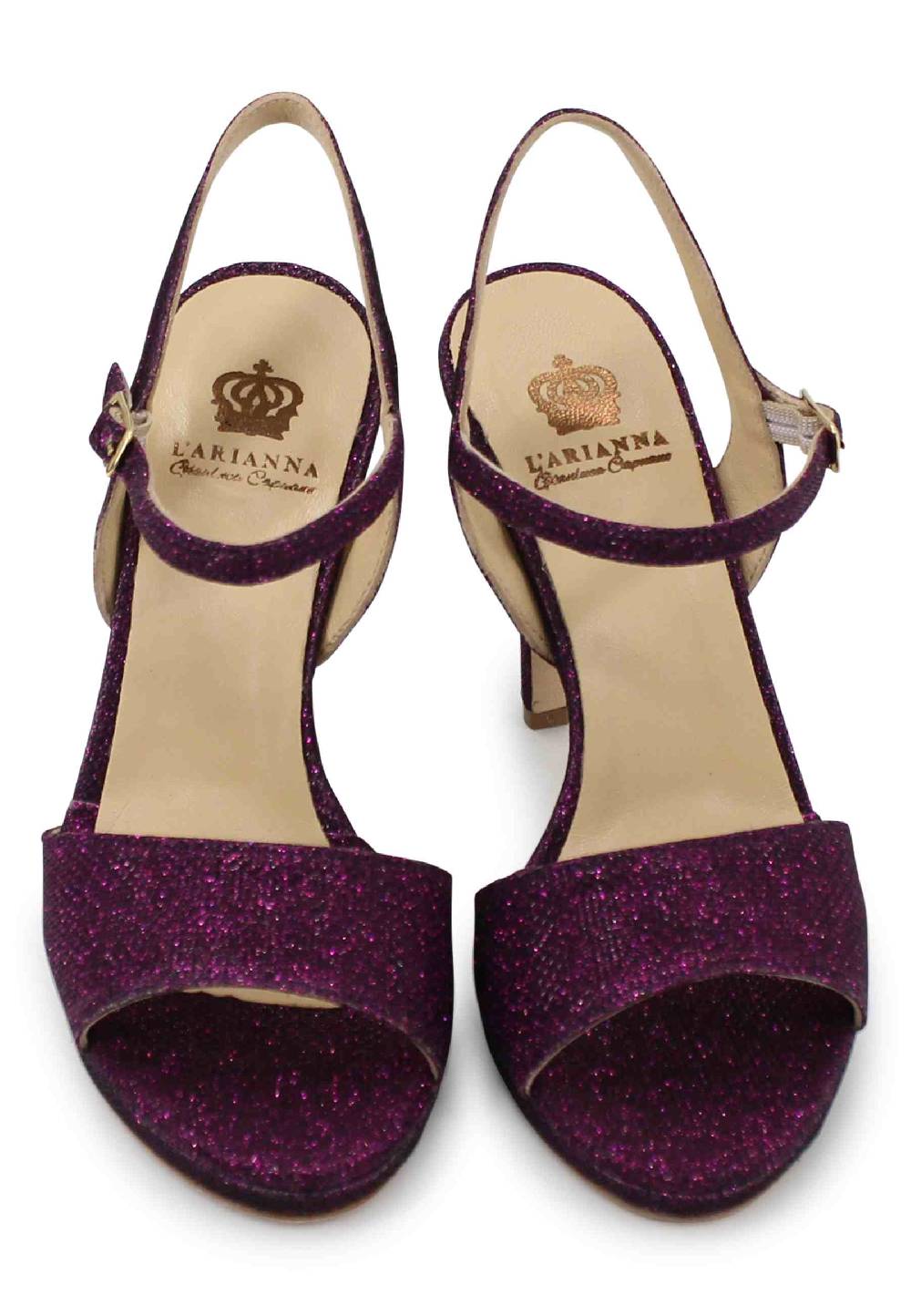 L'ARIANNA Sandali DS7055 donna in glitter viola con tacco alto a spillo Nuovi prodotti