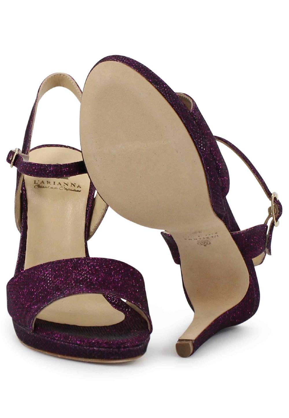 L'ARIANNA Sandali DS7055 donna in glitter viola con tacco alto a spillo Nuovi prodotti