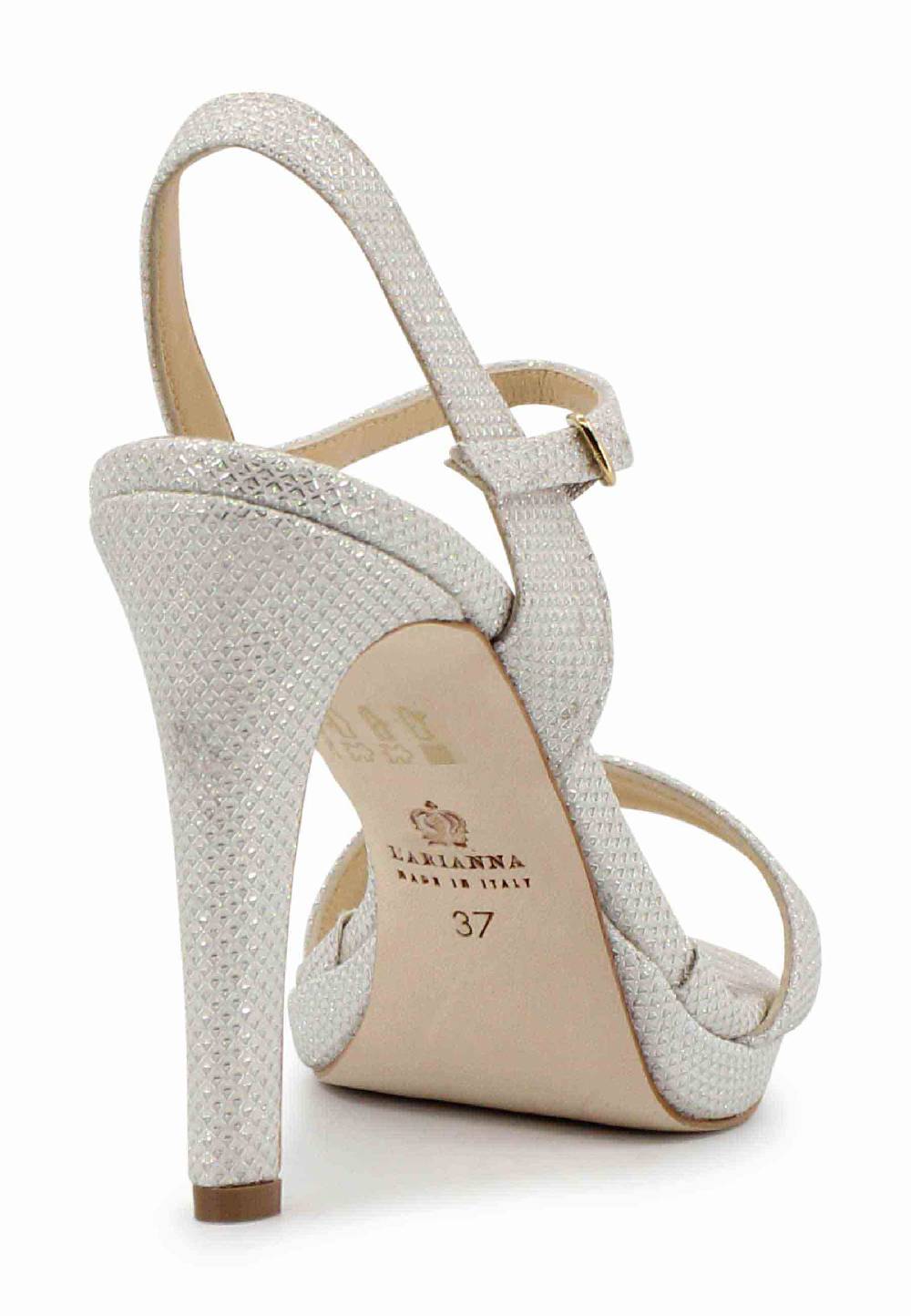 L'ARIANNA Sandali ds7054 donna in glitter bianco con tacco alto e cinturino alla caviglia Spedizione Gratuita
