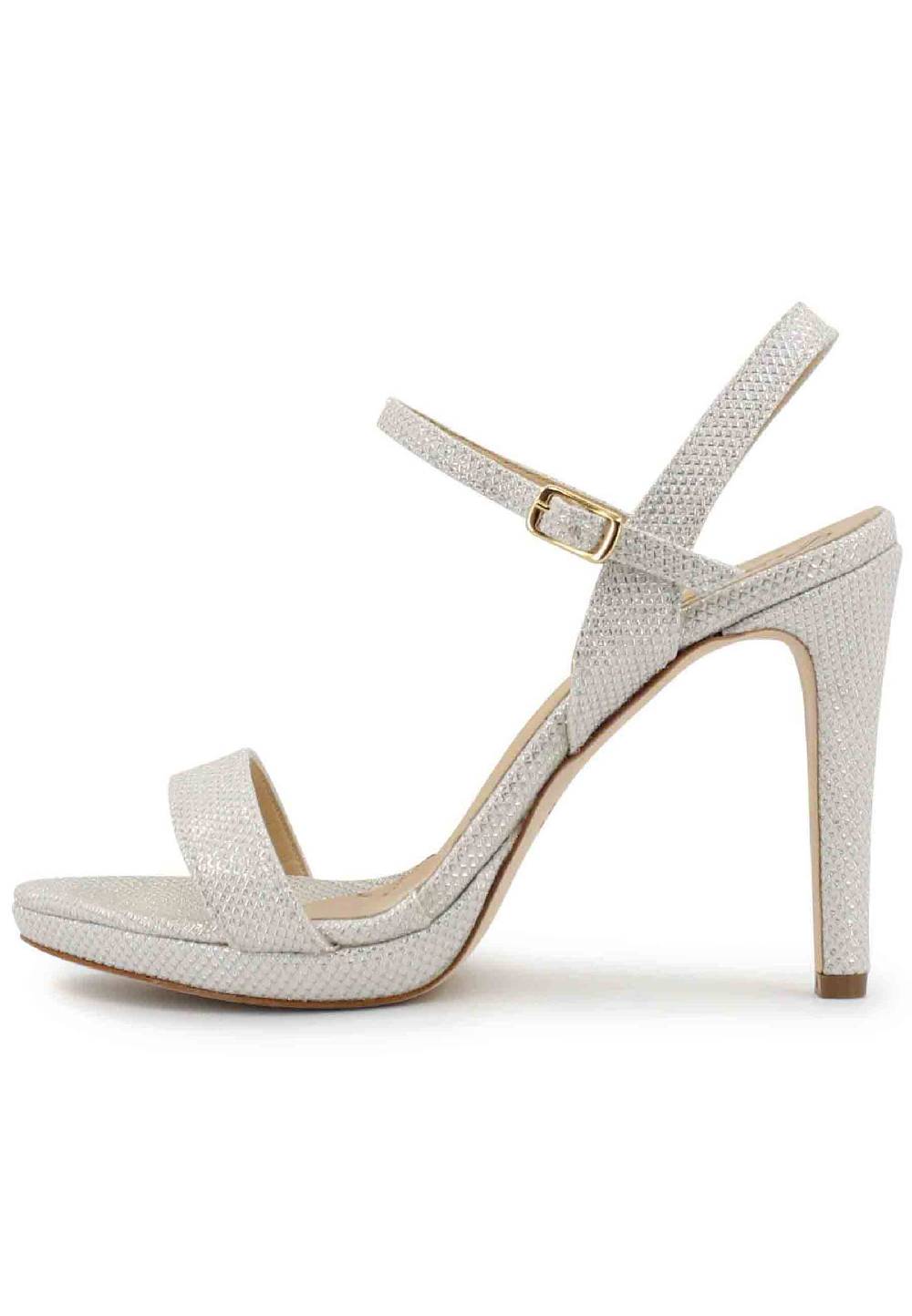 L'ARIANNA Sandali ds7054 donna in glitter bianco con tacco alto e cinturino alla caviglia Spedizione Gratuita