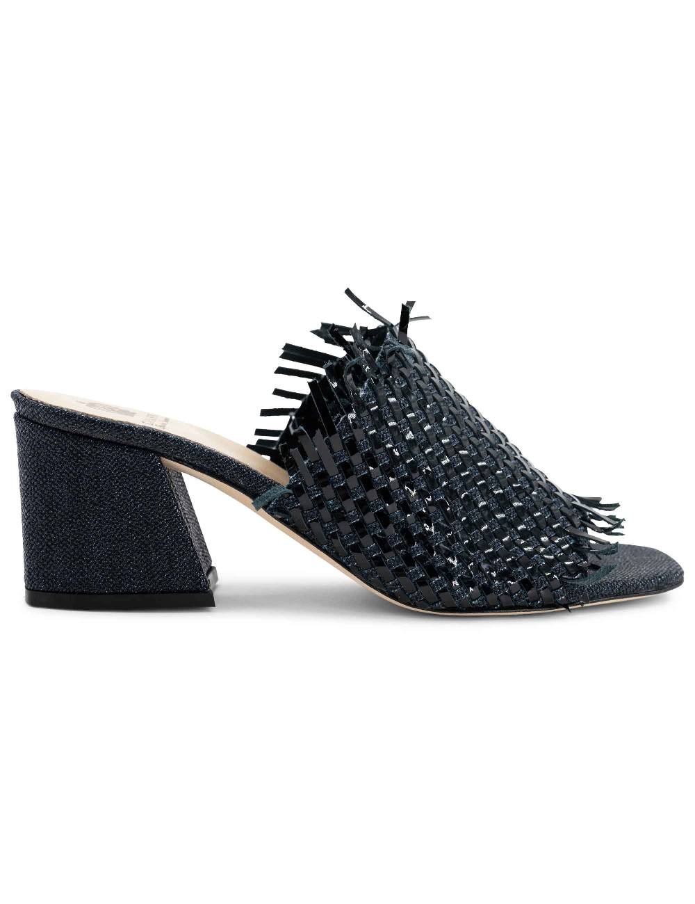 L'ARIANNA Sandali cb1260/g donna in pelle intrecciata in tessuto zena dark con punta quadra L'Arianna