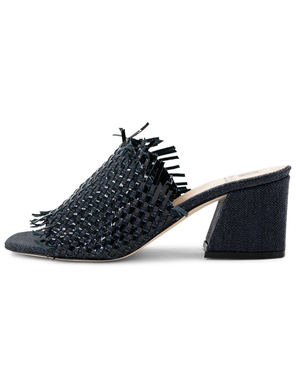 L'ARIANNA Sandali cb1260/g donna in pelle intrecciata in tessuto zena dark con punta quadra L'Arianna Qualità Garantita