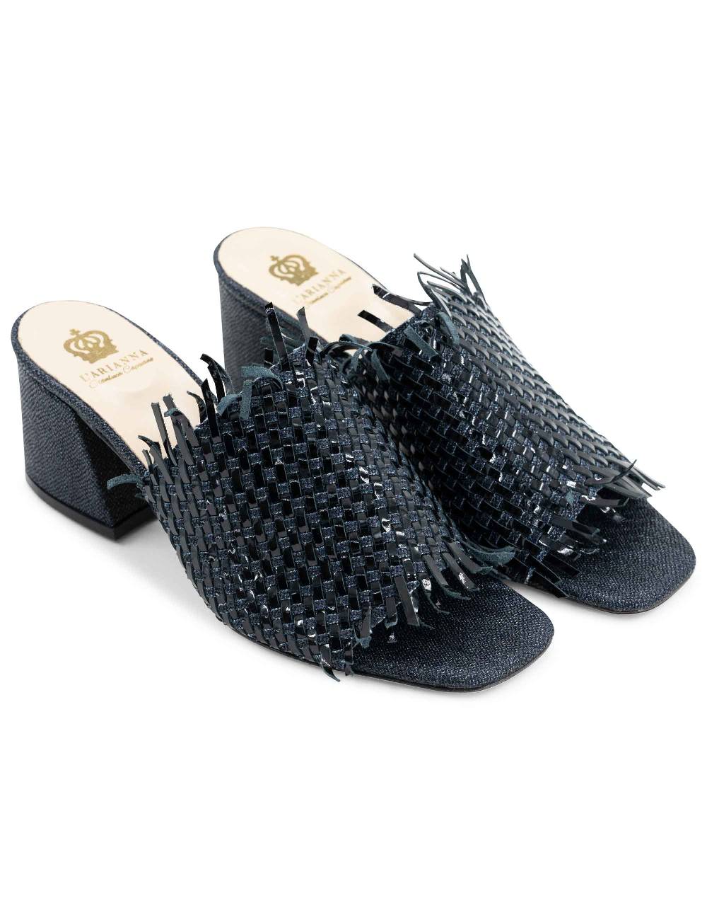 L'ARIANNA Sandali cb1260/g donna in pelle intrecciata in tessuto zena dark con punta quadra L'Arianna Qualità Garantita