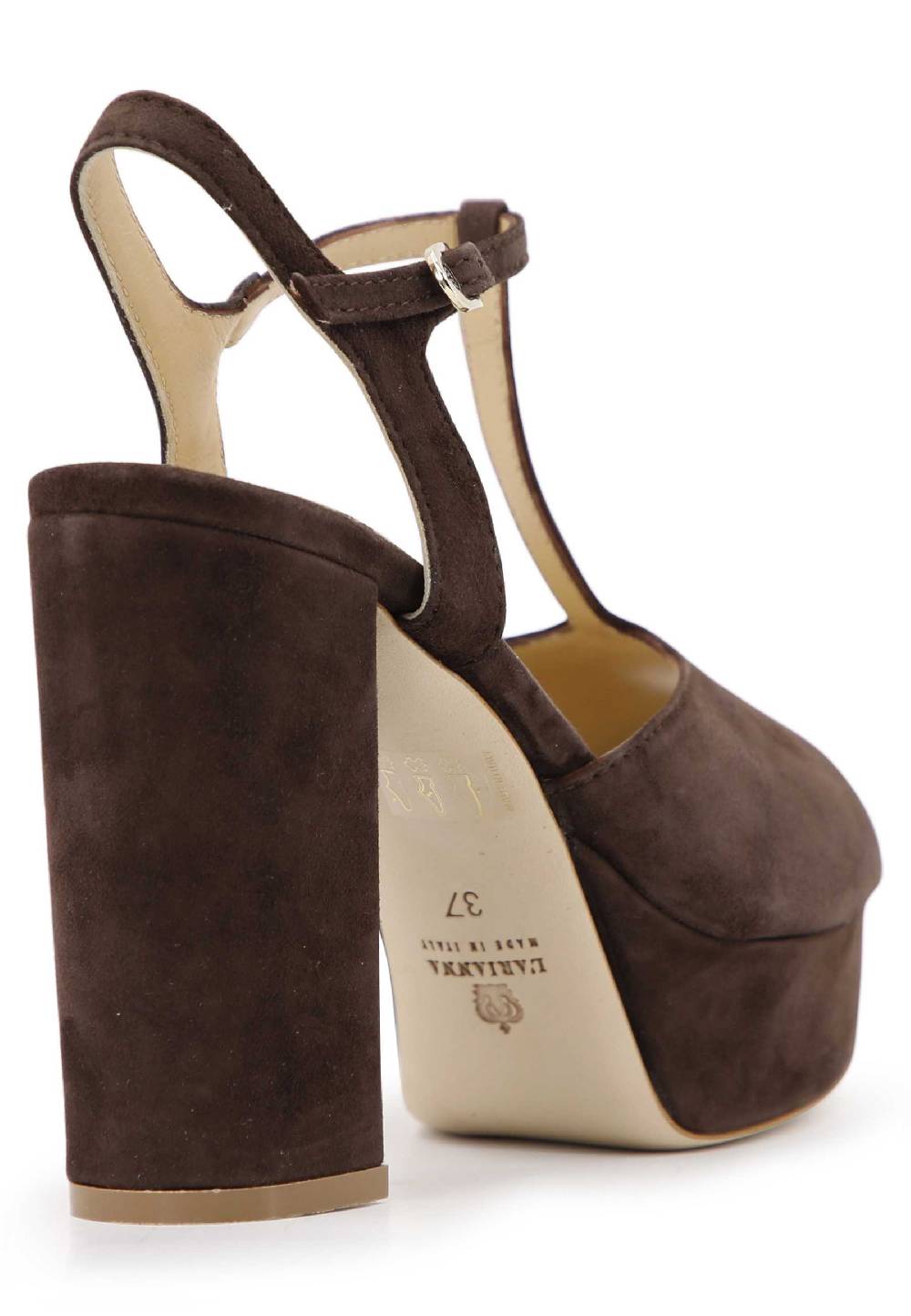 L'ARIANNA Sandali DS7010 da donna in pelle scamosciata marrone con cinturino tacco alto e plateau Negozi Online