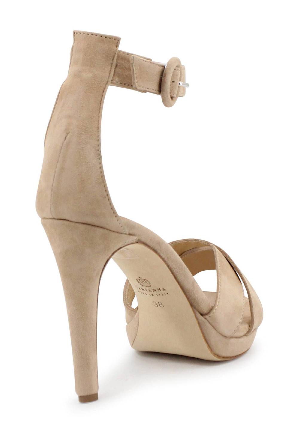 L'ARIANNA Sandali DS1507 donna in camoscio nude con tacco alto e cinturino alla caviglia Fino Al -60%