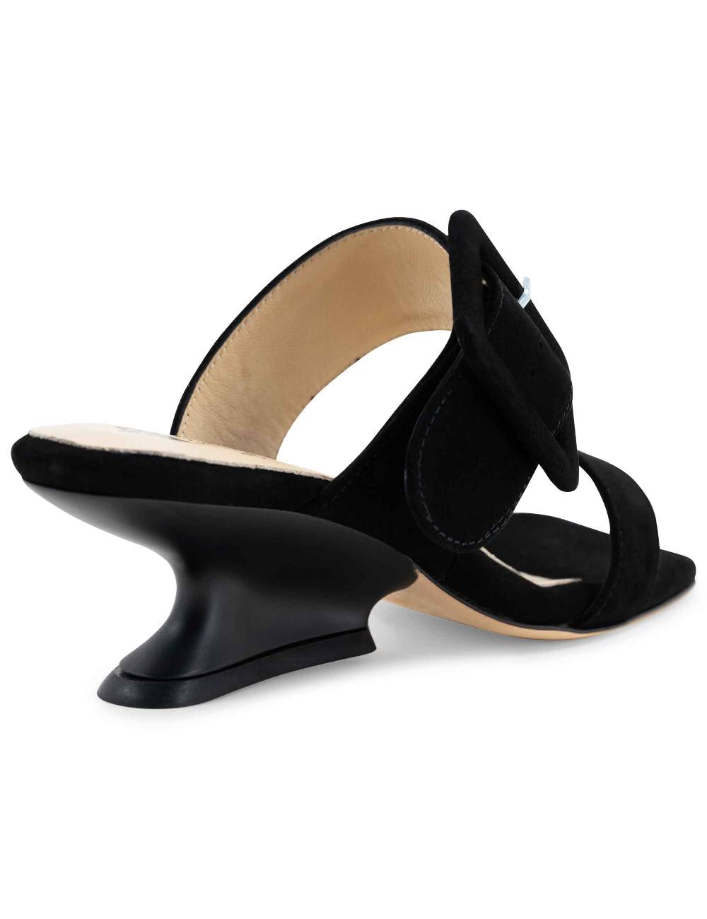 L'ARIANNA Sandali ds1359/z donna in camoscio nero con zeppa bassa Affare Del Giorno