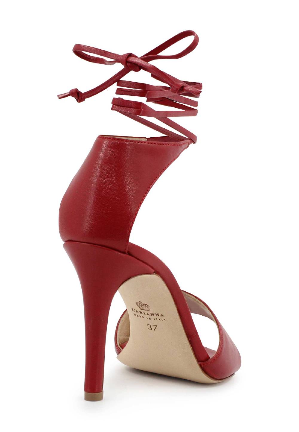 L'ARIANNA Sandali DS7042 da donna in pelle rosso tacco alto con tacco alto e laccetti alla caviglia Prezzo Ridotto