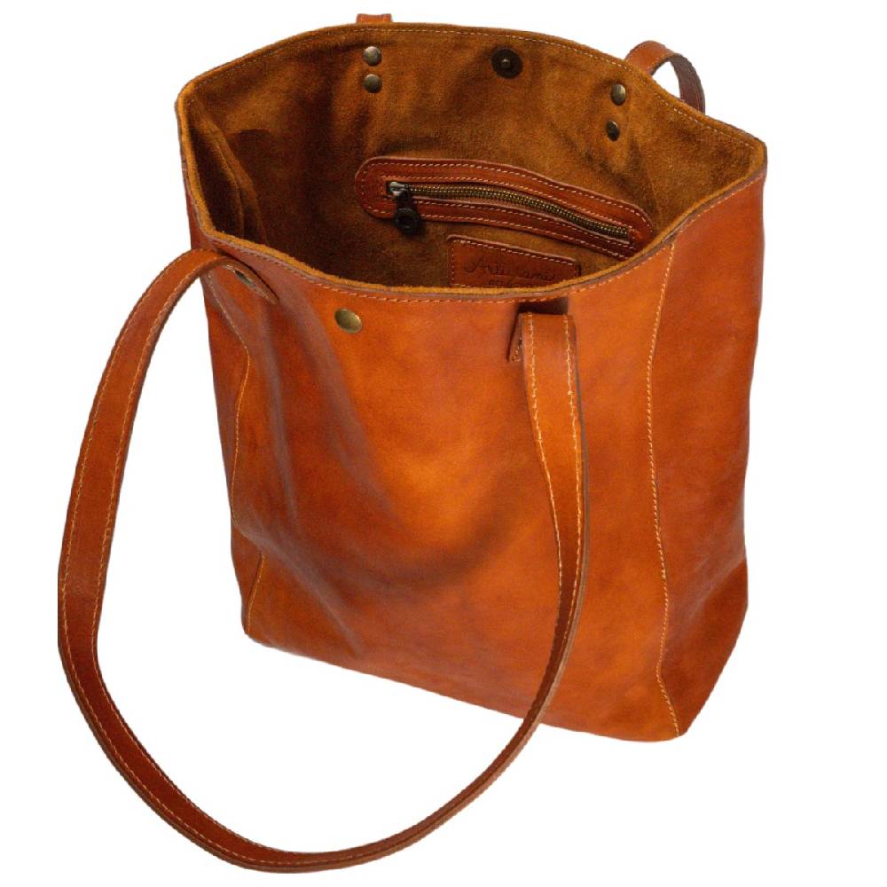 Lartigiano Del Cuoio Shopping bag in pelle color cuoio realizzata a mano in Toscana Negozi Online