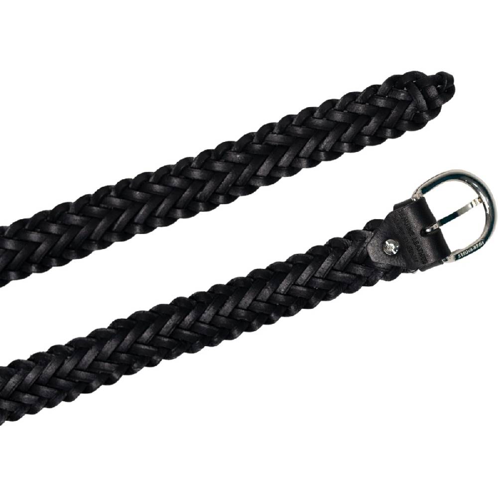 Lartigiano Del Cuoio Cintura intrecciata a mano in pelle nera con fibbia arrotondata in metallo Promozione Limitata