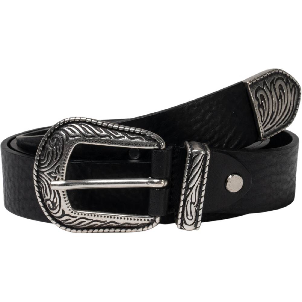 Lartigiano Del Cuoio Cintura western donna in pelle nero con puntale in metallo inciso Sottocosto