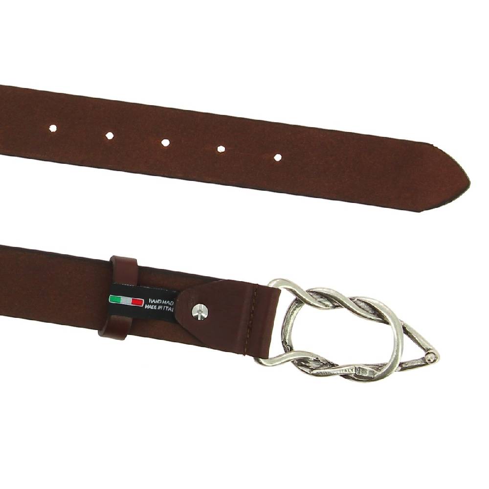 Lartigiano Del Cuoio Cintura in pelle di toro testa di moro con fibbia casual in metallo Sconto