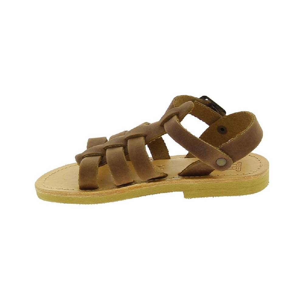 Lartigiano Del Cuoio Sandali gladiatore da bambino in pelle nubuck marrone chiusura con fibbia Outlet