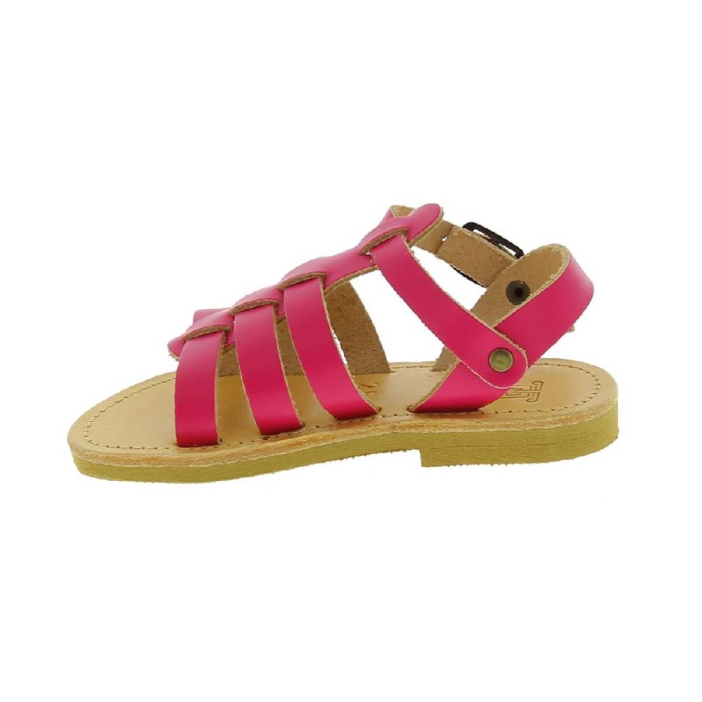 Lartigiano Del Cuoio Sandali gladiatore da bambina in pelle di vitello fucsia chiusura con fibbia In Vendita