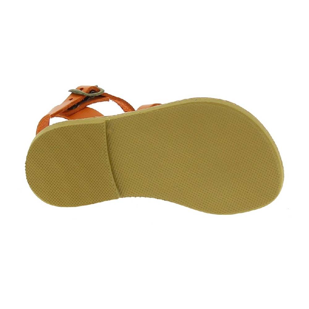 Lartigiano Del Cuoio Sandali intrecciati gladiatore da bambino in pelle di vitello arancione chiusura con fibbia Saldi