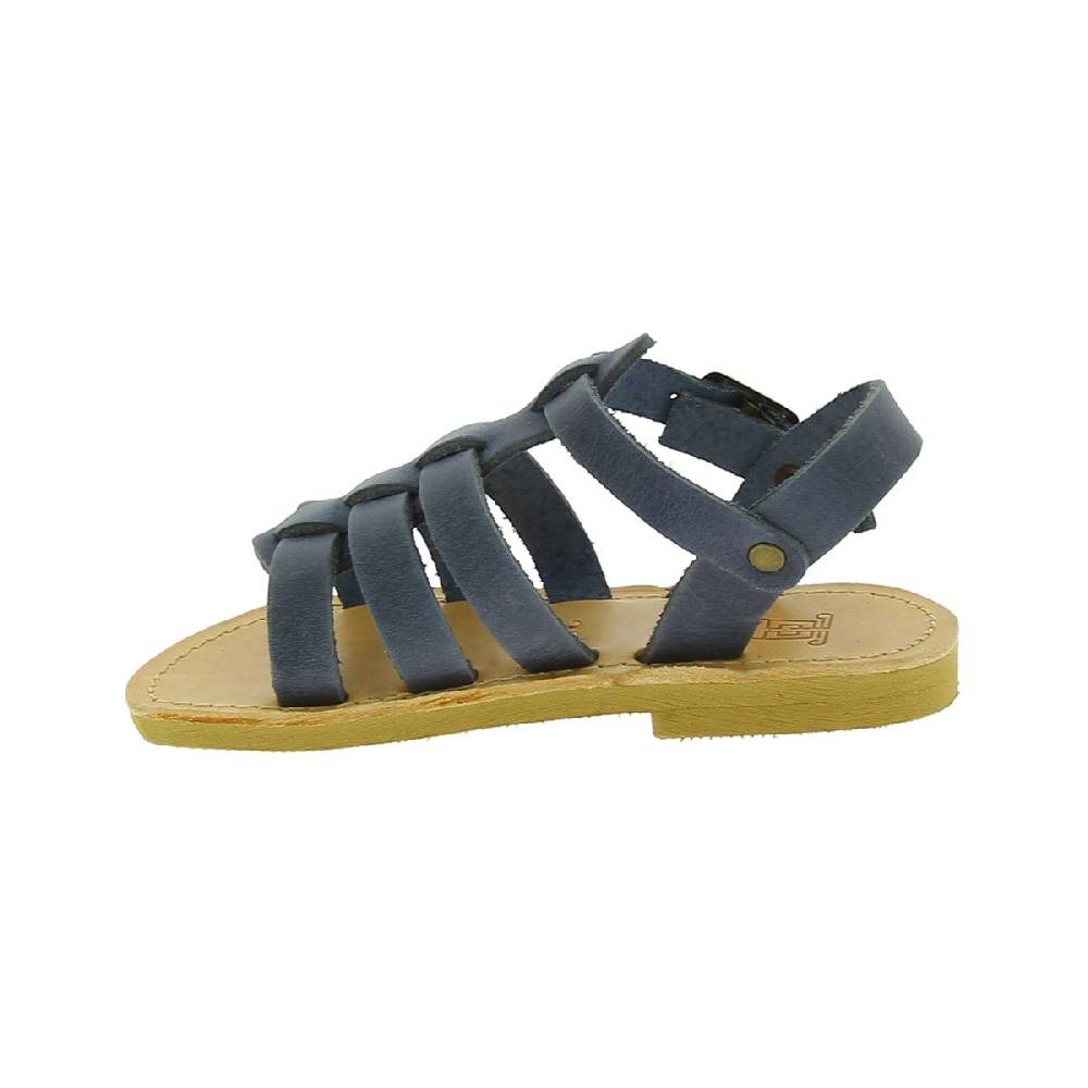 Lartigiano Del Cuoio Sandalo da bambino in morbida pelle nubuck blu chiusura con fibbia Hotsell