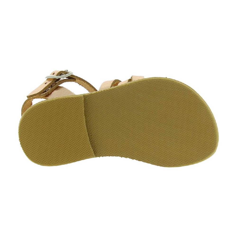 Lartigiano Del Cuoio Sandali intrecciati gladiatore da bambina in pelle di vitello laminata oro rosa chiusura con fibbia Vendita Calda