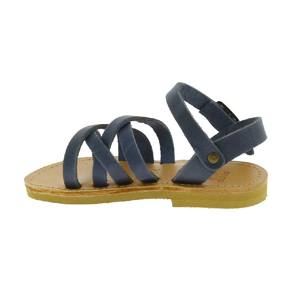 Lartigiano Del Cuoio Sandali intrecciati gladiatore da bambino in pelle nubuck blu chiusura con fibbia Vendita Economica