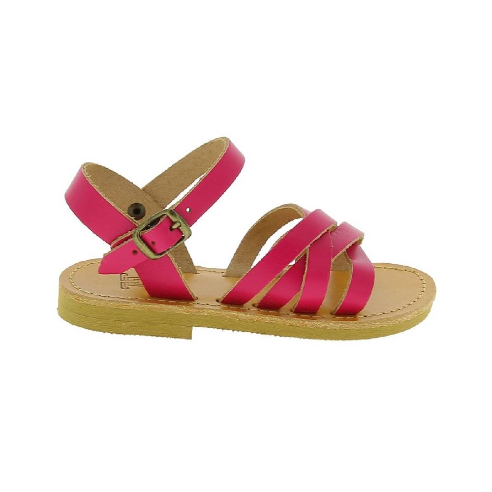 Lartigiano Del Cuoio Sandali intrecciati da bambina in pelle di vitello fucsia chiusura con fibbia Vendite Flash