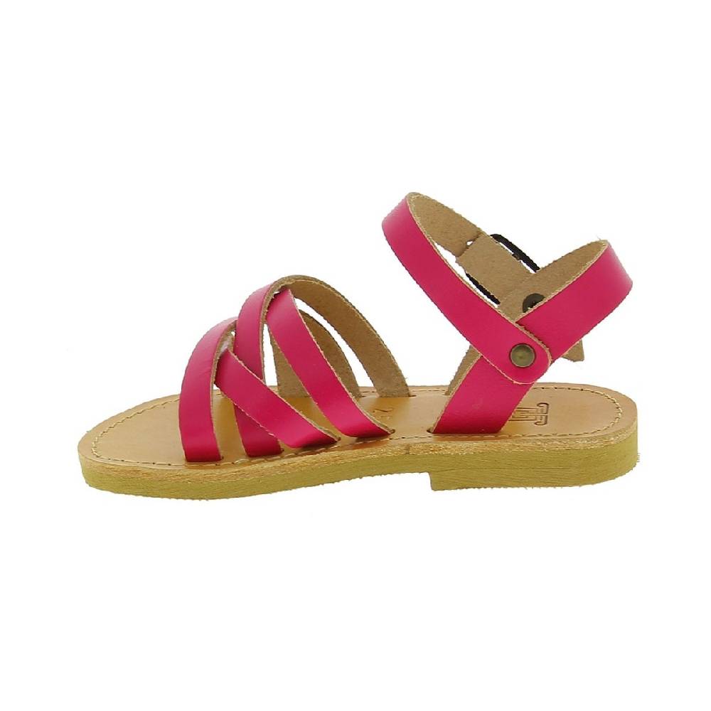 Lartigiano Del Cuoio Sandali intrecciati da bambina in pelle di vitello fucsia chiusura con fibbia Vendite Flash