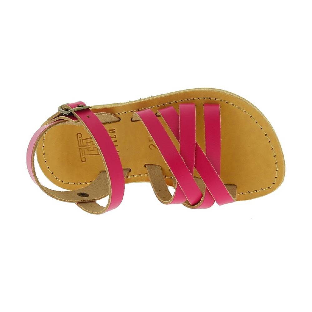 Lartigiano Del Cuoio Sandali intrecciati da bambina in pelle di vitello fucsia chiusura con fibbia Vendite Flash