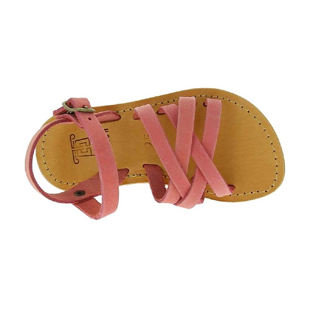 Lartigiano Del Cuoio Sandali intrecciati da bambina in pelle nubuck rosa chiaro chiusura con fibbia In Saldo