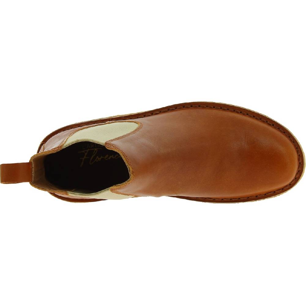 Lartigiano Del Cuoio Stivaletti chelsea donna in pelle marrone e suola in para artigianali Nuova