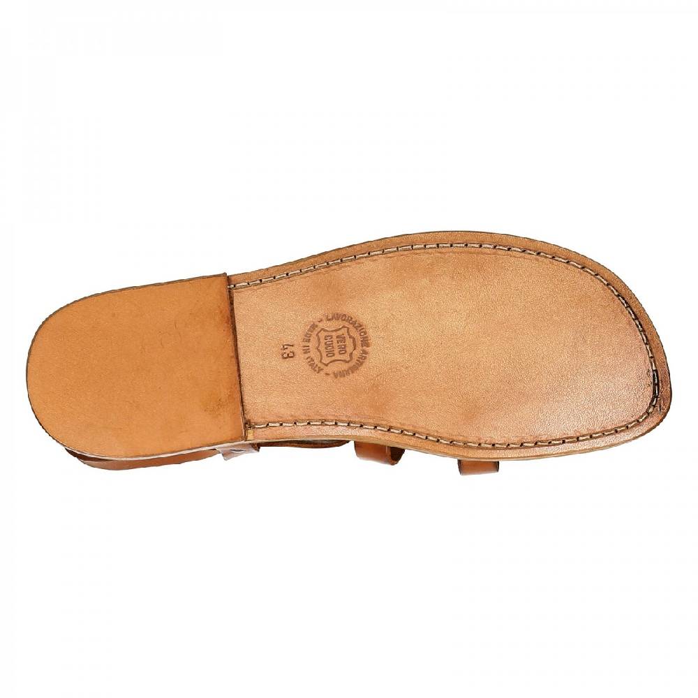Lartigiano Del Cuoio Sandali francescani uomo fatti a mano in pelle color cuoio antico Italy