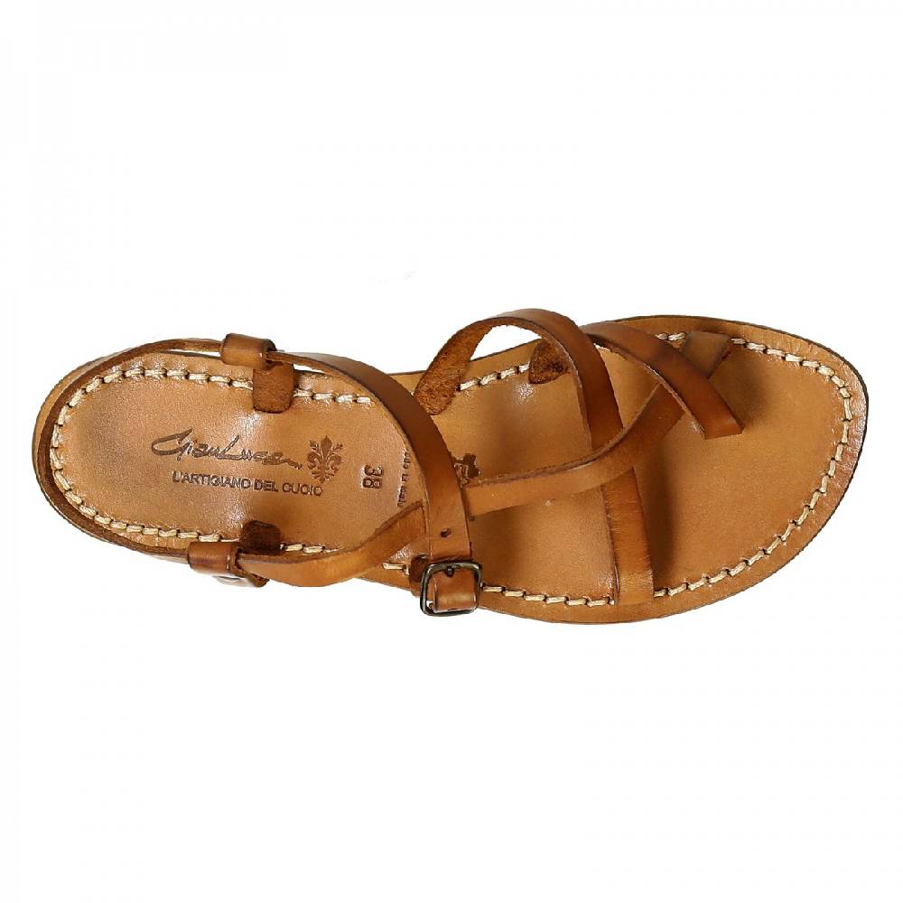 Lartigiano Del Cuoio Sandali alla schiava fatti a mano in pelle color cuoio antico Convenienza