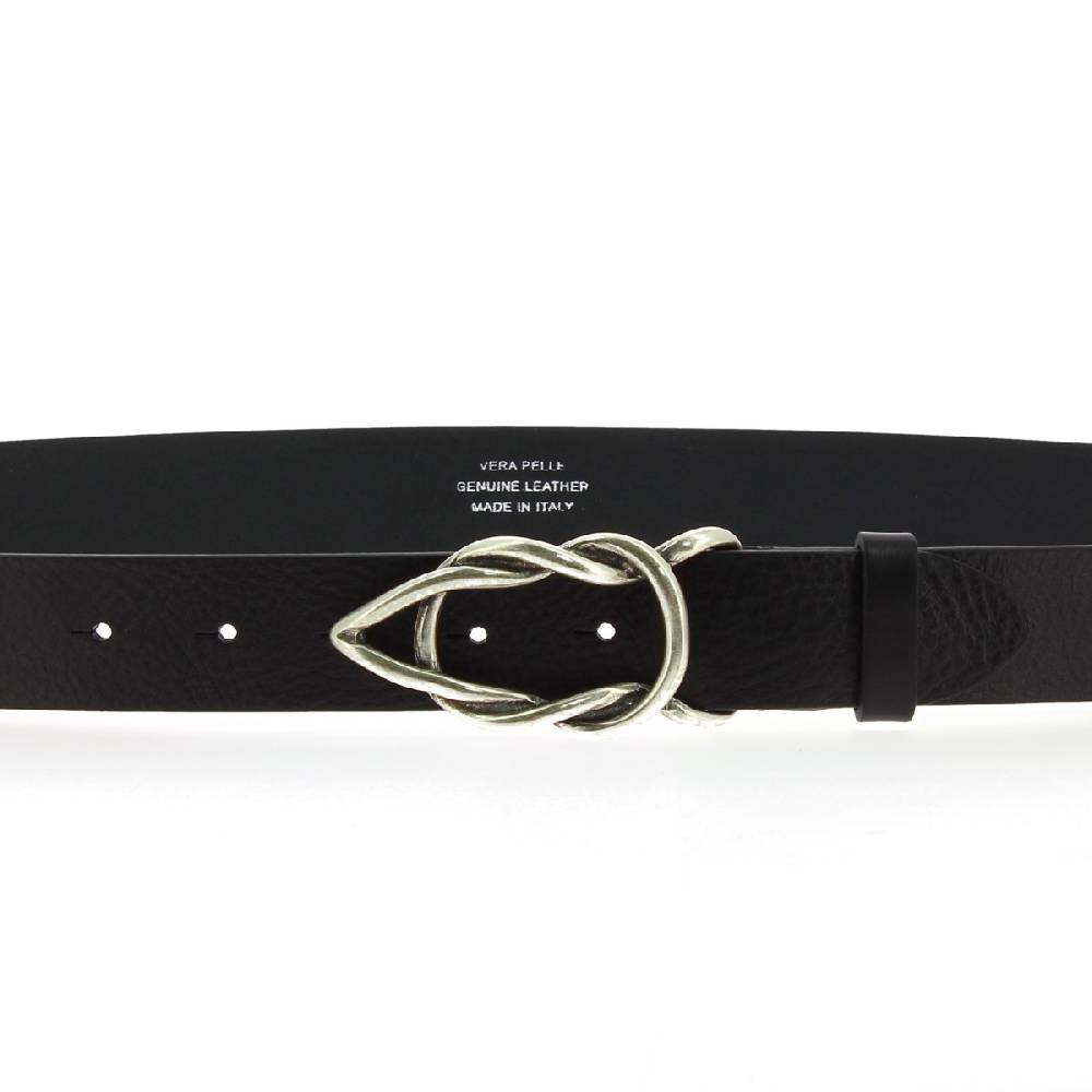Lartigiano Del Cuoio Cintura donna artigianale in pelle nera con fibbia casual in metallo Negozio