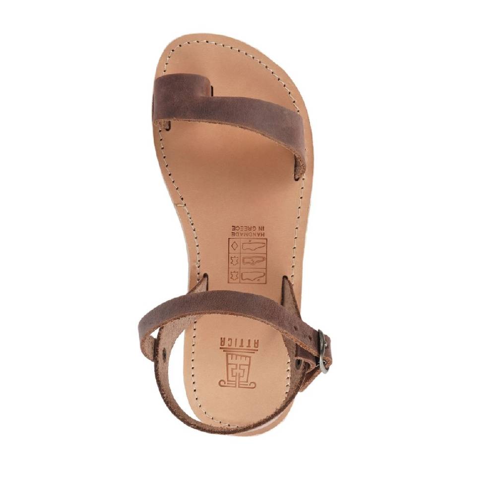 Lartigiano Del Cuoio Sandali infradito da bambino in pelle nubuk marrone scuro chiusura con fibbia Moda