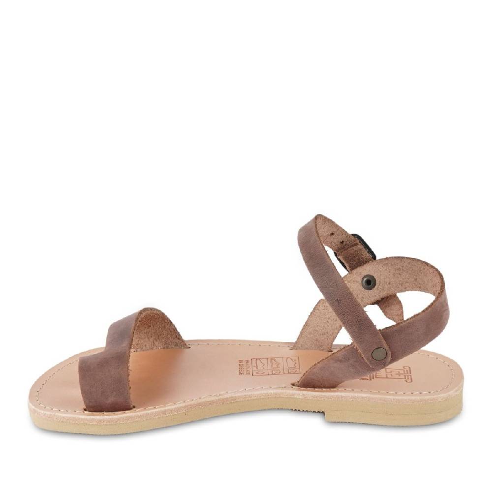 Lartigiano Del Cuoio Sandali infradito da bambino in pelle nubuk marrone scuro chiusura con fibbia Moda