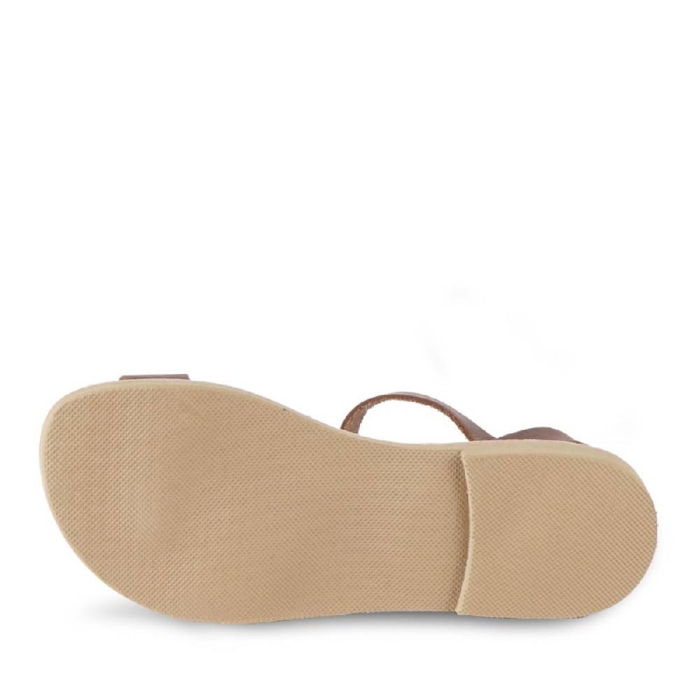 Lartigiano Del Cuoio Sandali infradito da bambino in pelle nubuk marrone scuro chiusura con fibbia Moda