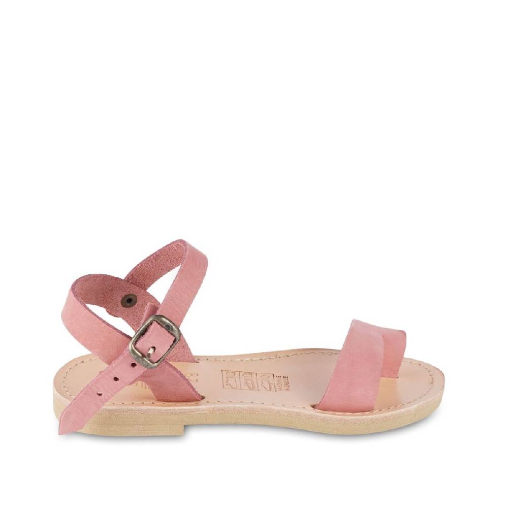 Lartigiano Del Cuoio Sandali infradito da bambina in pelle nubuk rosa chiusura con fibbia Italy