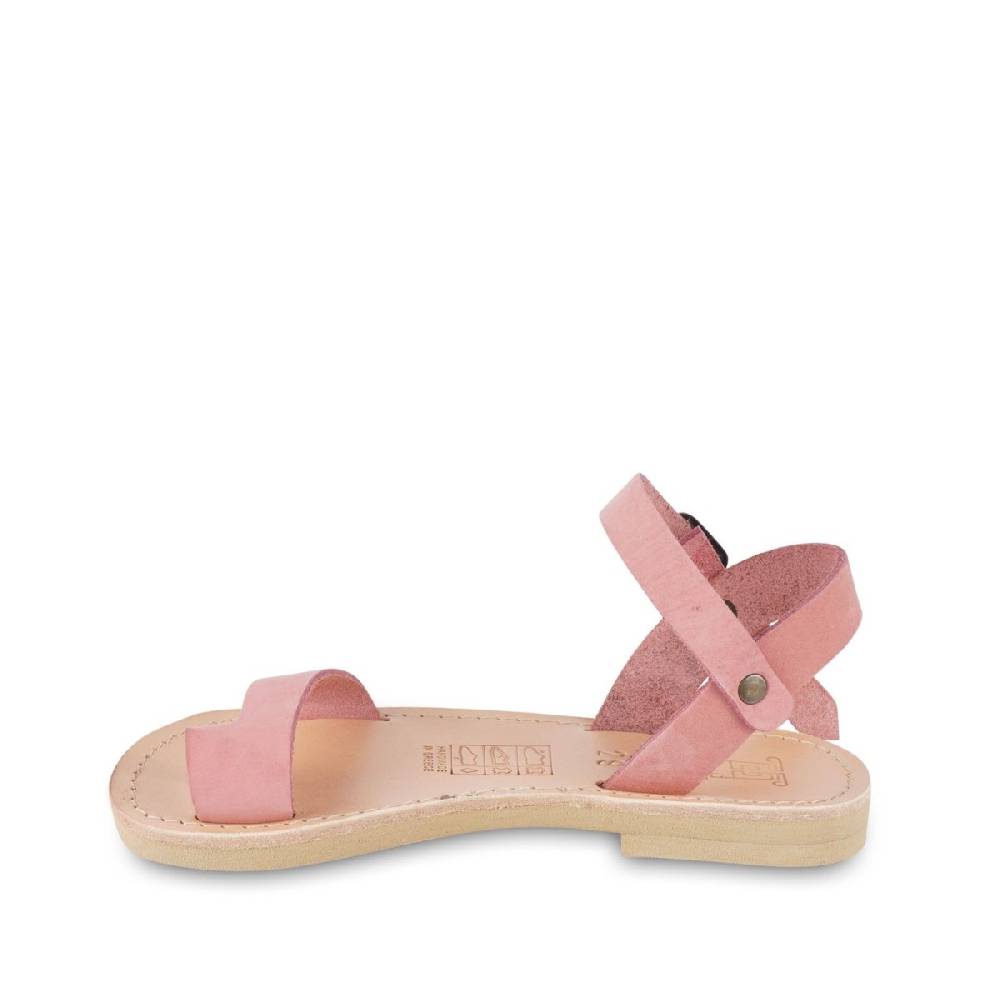 Lartigiano Del Cuoio Sandali infradito da bambina in pelle nubuk rosa chiusura con fibbia Italy