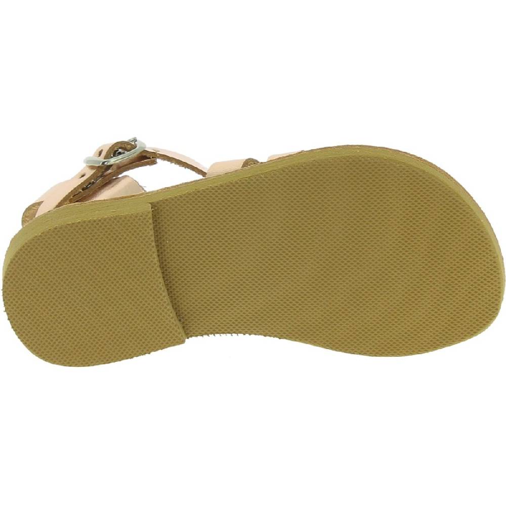 Lartigiano Del Cuoio Sandali gladiatore da bambina in pelle di vitello laminata oro rosa chiusura con fibbia Vendita