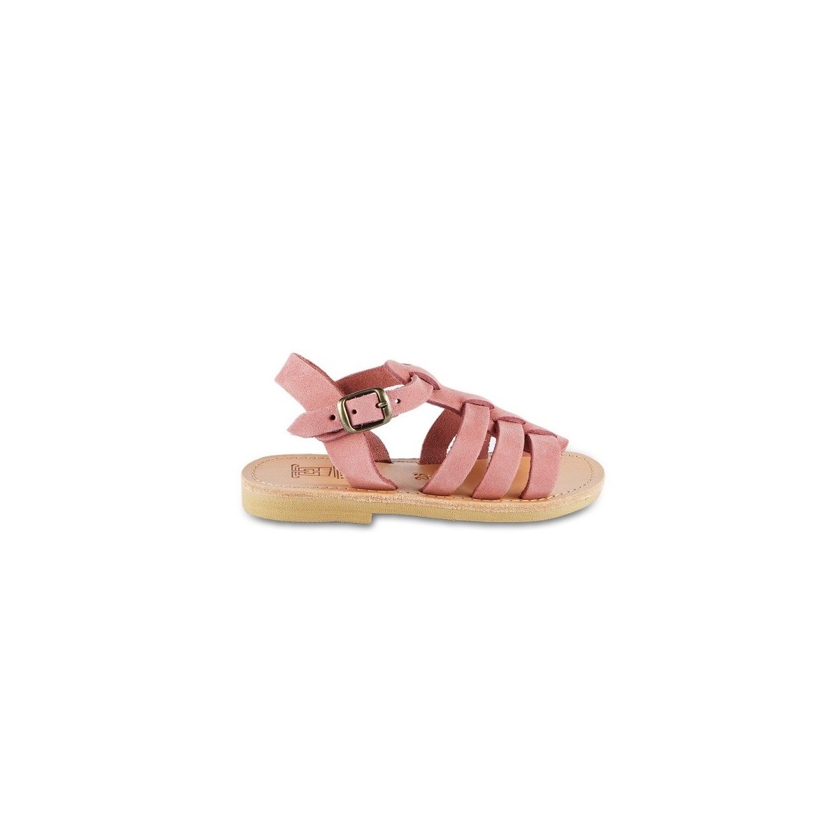 Lartigiano Del Cuoio Sandalo da bambina in morbida pelle nubuck rosa chiusura con fibbia Spedizione Gratuita