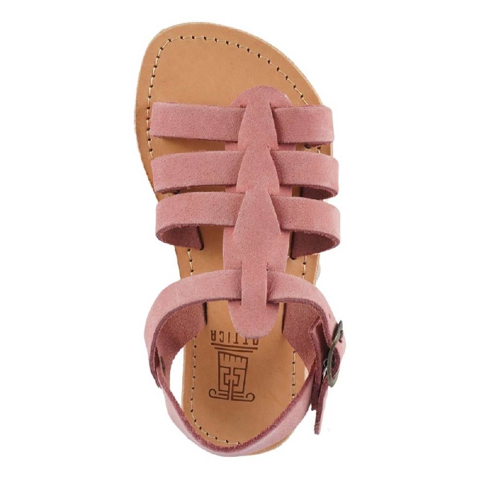 Lartigiano Del Cuoio Sandalo da bambina in morbida pelle nubuck rosa chiusura con fibbia Spedizione Gratuita