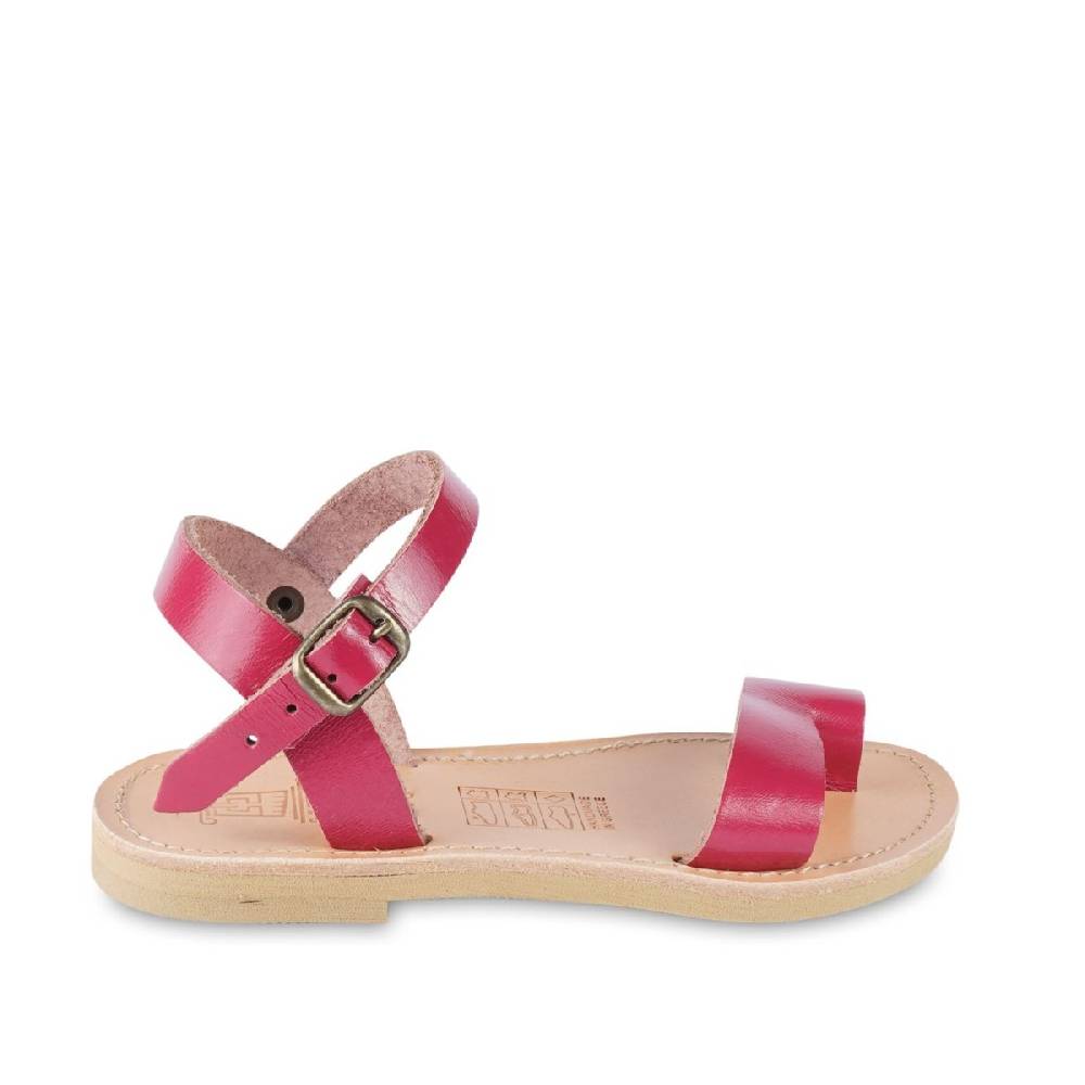 Lartigiano Del Cuoio Sandali infradito da bambina in pelle di vitello fucsia chiusura con fibbia Qualità Garantita