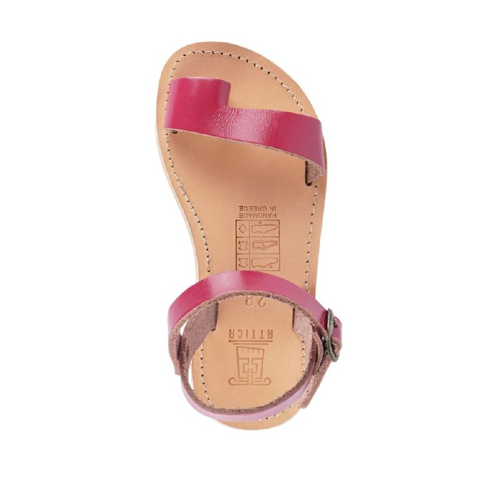 Lartigiano Del Cuoio Sandali infradito da bambina in pelle di vitello fucsia chiusura con fibbia Qualità Garantita