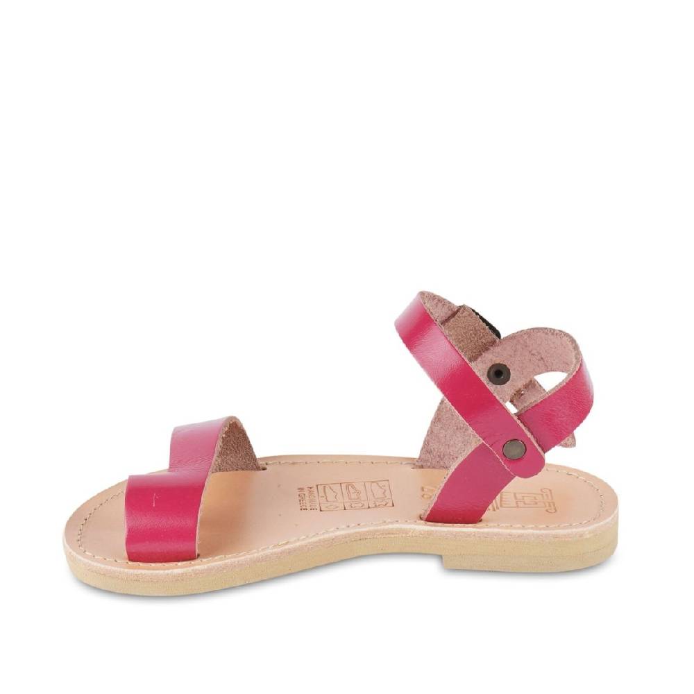 Lartigiano Del Cuoio Sandali infradito da bambina in pelle di vitello fucsia chiusura con fibbia Qualità Garantita