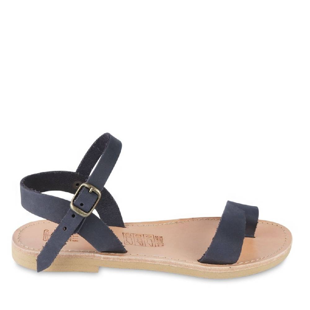 Lartigiano Del Cuoio Sandali infradito da bambino in pelle nubuk blu chiusura con fibbia Negozi Online