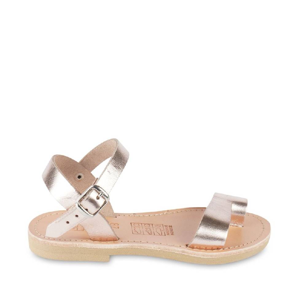 Lartigiano Del Cuoio Sandali infradito da bambina in pelle di vitello oro rosa chiusura con fibbia Promozione Limitata
