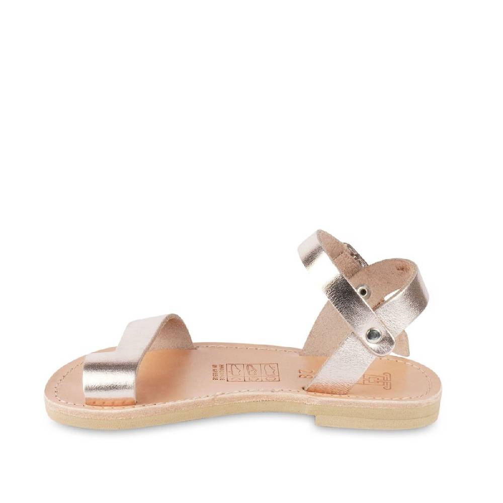Lartigiano Del Cuoio Sandali infradito da bambina in pelle di vitello oro rosa chiusura con fibbia Promozione Limitata