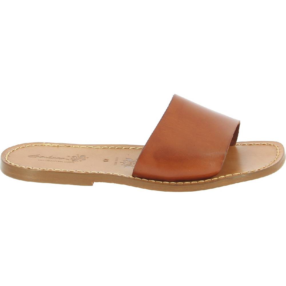 Lartigiano Del Cuoio Ciabatte da uomo in pelle di vitello color cuoio artigianali Fino Al -60%
